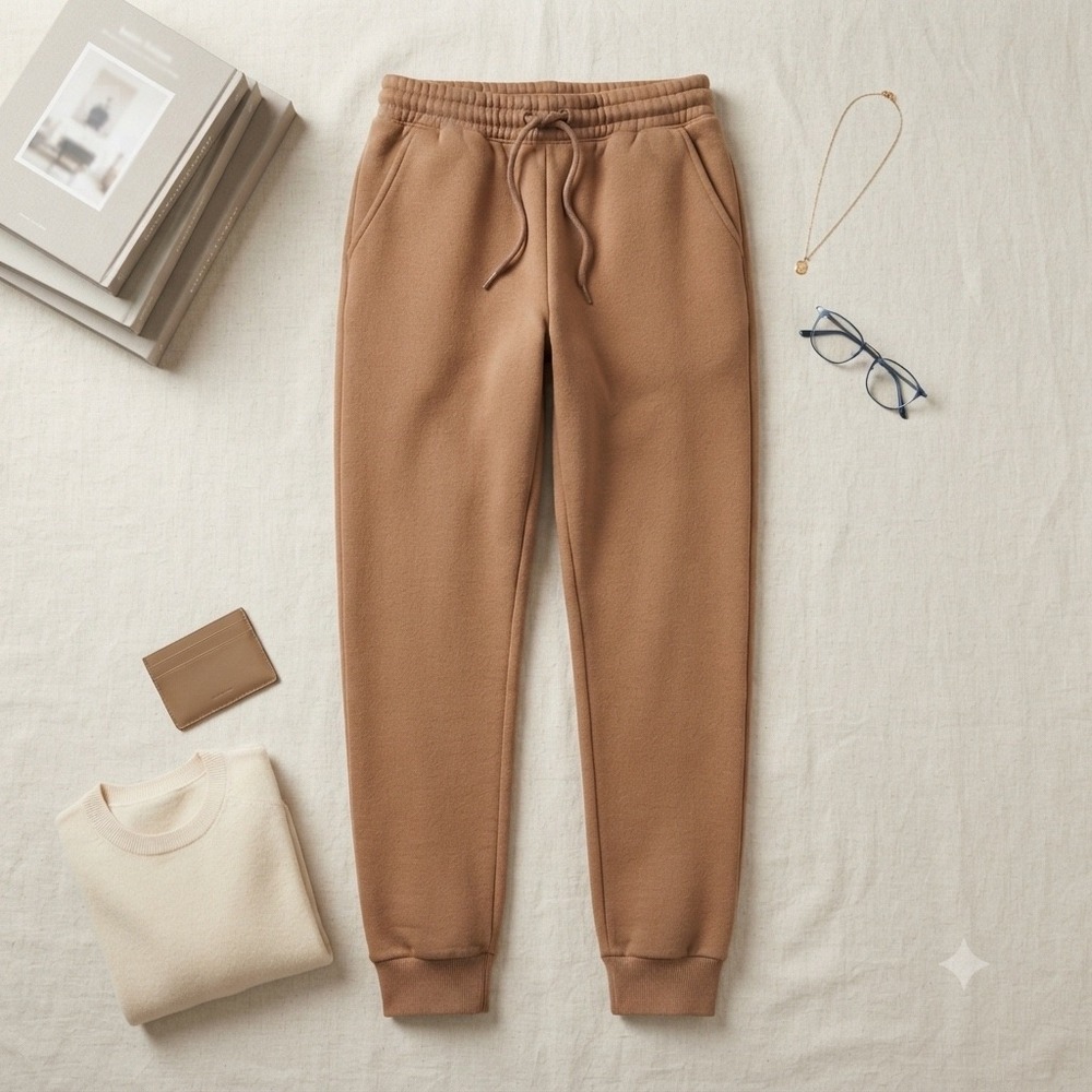 Zenana Joggers Women Small Tan Fleece Lined Sweatpants Casual Loungewear